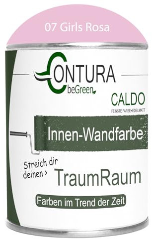 Contura Caldo 1 Liter Wandfarbe 35 Farben Deckenfarbe Contura Hohe Profi Deckkraft Klasse 1 (07 Girls Rosa)