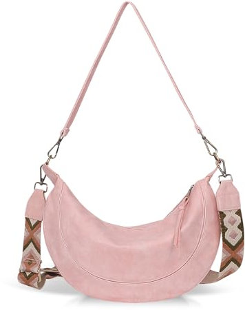 HUA ANGEL Borsa a Tracolla a Mezzaluna da Donna Tracolla Larga Staccabile e Regolabile Borsa in tinta unita Borsa a Tracolla di Grande Capacità, Borsa Hobo Adatta per Lavoro Shopping e Università