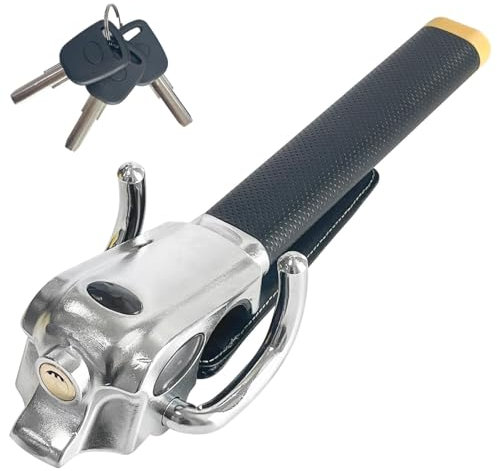 Auto-Lenkradschloss, Diebstahlsicherung Mit Sicherheitshammer, Universell Passend Für Autos, Leichte Lastwagen, Transporter Und Suv, Auto-Lenkradschloss Mit 3 Schlüsseln, Diebstahlsicherung, Silber