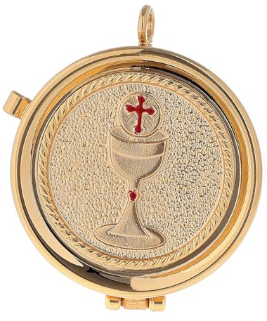 Holyart Custodes à hosties: Custode pour hosties calice sur plaque or 3x5 cm