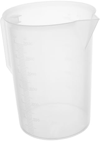 CONGARTENO Recipiente Medidor de Aceite de 3000ml Asa, Dispensador de Aceite Grande de Plástico Blanco Superficie Graduada para Medición Precisa en Cocina y Taller
