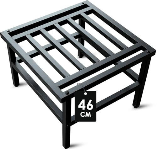 Hongsane Metall Pflanzenständer, 46cm Schwarz Schwerlast Blumenständer Blumenhocker Pflanzenhocker,Rostfest Blumentopfständer Pflanzenregal für Große Blumentöpfe, Innen Außen Terrasse Garten,1 Stück