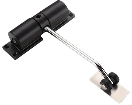 Chiudiporta automatico in metallo regolabile resistente molla di sicurezza silenziatore durevole convertibile cerniera interno esterno(Black)