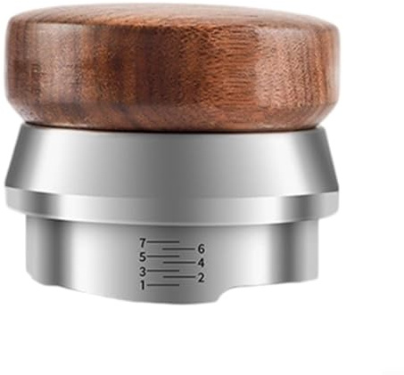 Distributore per caffè e tamper in acciaio inox da 58 mm, con manico in legno di noce, strumento per porta filtro espresso (58 mm)