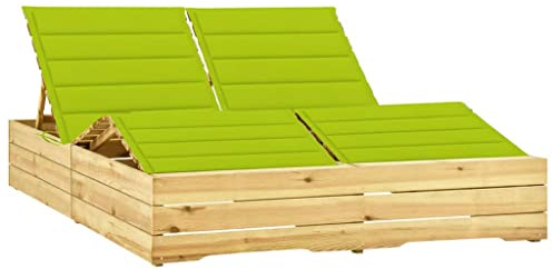 Lumanois Tumbona Doble y Cojines Verde Brillante Madera Pino impregnada,Asientos de Exterior,Tumbonas,75.3kg-3065995