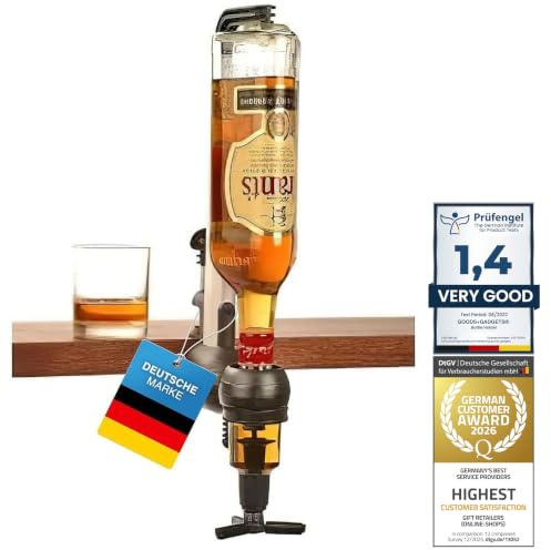 GOODS+GADGETS® Bar Butler Drinkautomat 4 cl – Flaskhållare för Sprit | Doserar 4 cl per tryckning – passar flaskor upp till 1,5 L – vägg- eller bordsmontage
