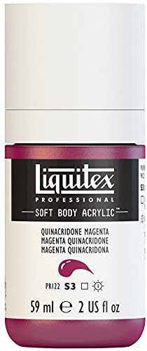 Liquitex 1959114 Professional Acrylfarbe Soft Body - Künstlerfarbe in cremiger deckender Konsistenz, hohe Pigmentierung, lichtecht & alterungsbeständig, 59ml Flasche - Quinacridone Magenta