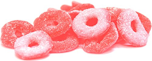 BONBONS ANNEAUX FRAISE ACIDE rouge et rose pour bar à bonbons sachet 1kg