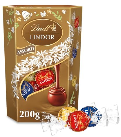 Lindt - Cornet LINDOR - Assortiment de Chocolats au Lait, Noirs et Blancs - Idéal pour Pâques, 200g