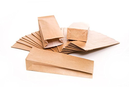 Logbuch-Verlag 10 kleine Lebensmittel Beutel 7 x 4 x 20,5 cm für Tee Gewürze Kräuter Pralinen innen foliert mit Pergamin Einlage Kraftpapier natur