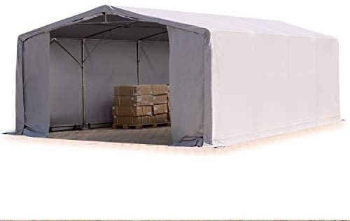 Zelthalle Lagerzelt 8x8m / 3m Seitenhöhe Industriezelt robuste PRIMEtex PVC Plane 2300 N wasserdicht in grau