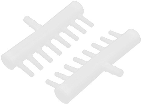 sourcing map 2stk Aquarium Kunststoff 8-Wege Luftstrom Pumpe Schläuche Splitter Ventil weiß