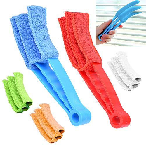 Fenster Jalousien Reiniger - 2 Klammern und 5 abnehmbare Hülsen - Ideales Staubwedel-Reinigungswerkzeug für Jalousien, Fensterläden, Rollos, Klimaanlagen-Entlüftungshauben usw.