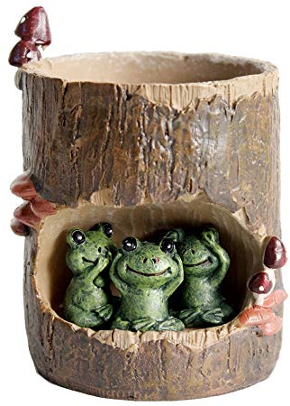 FunnyGoo - Macetas para suculentas, macetas bonsái con bonitos animales para oficina, balcón y jardín (rana verde)
