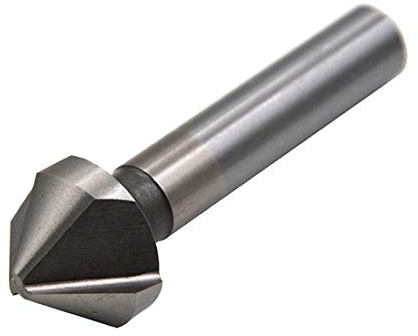 WKSTOOL 25mm 1'' Chamfer Cutter 3Flutes 90 Degree High-Speed Steel Countersink Deburring Hole Enlarging Chamfering Trimming Mill Tool for Metal Aluminum Copper Brass Steel PVC Woodworking