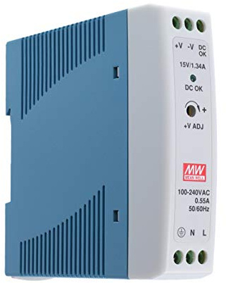 15 VDC | 1,34A | 20Watt | Mean Well MDR-20-15 Hutschienen-Netzteil DIN-Rail