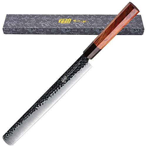 FINDKING Cuchillo para cortar jamón Dynasty Series, Cuchillo afilado para trinchar carne, Cuchillo de barbacoa, Hoja de acero de alto carbono 9Cr18MoV, 12 pulgadas/31 CM