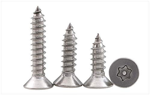 304 Edelstahl-Lappen Flachkopf Madenschraube, selbstschneidende Torx-Schraube, Diebstahlschutz, Schraube M2,9/3,5/3,9/4,8 x 6,5–38 mm, 19 mm, 40 Stück, M3,9
