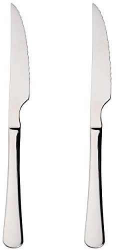 2 Couteaux à Viande 22,5x2,05 cm en Acier Inoxydable 18/0 Design Simple et Élégant