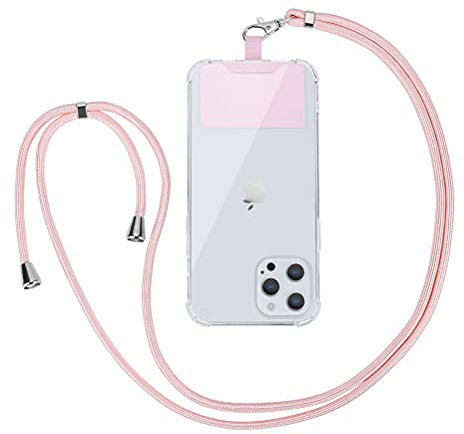 Vauki Cordino per Telefono Universale Tracolla per Cellulare Regolabile Collana Nylon Catena per Cellulare e Patch Telefono per Maggior Parte Smartphone iPhone Samsung Huawei Xiaomi, Oro rosa
