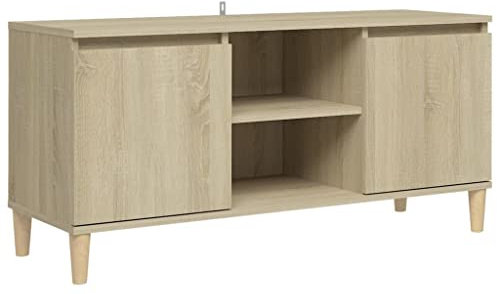 vidaXL Mueble de TV Patas Madera Maciza Roble Sonoma 103,5x35x50 cm