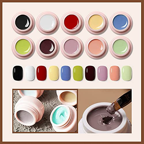 Solid Cream Gel Nail Set Paint for Art UV Polish Brush White Kit Nude Neon Black Set for Hand Painting