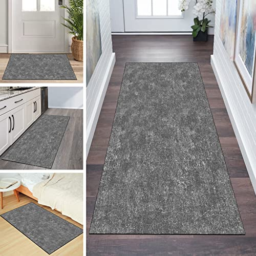 QQrunner Teppichmatten Läufer Teppich Flur rutschfest 40x100CM Küchenteppich Dunkel Grau Waschbar Meterware Schlafzimmer Korridor Teppichläufer Lang, Länge Anpassbare, 40-120cm Breit