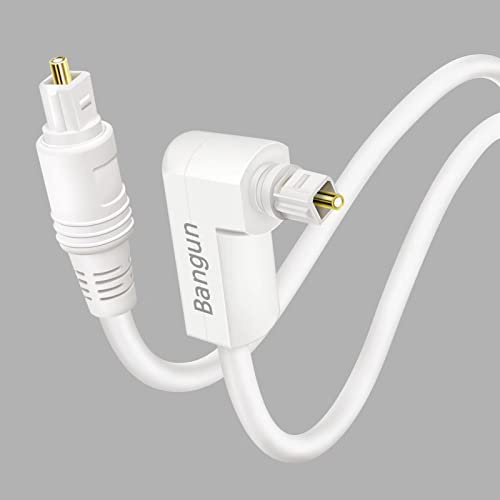 Cavo audio ottico bianco 6,1 m, cavo ottico audio digitale sottile a 90 gradi, cavo ottico SPDIF Toslink, cavo audio in fibra ottica ad angolo retto, cavo audio digitale per soundbar/TV/PS4/Xbox/Home