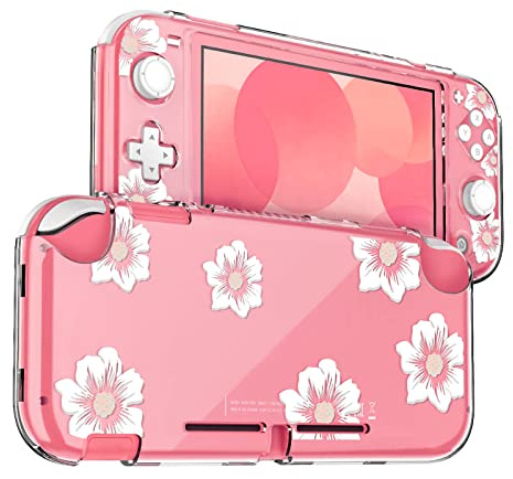 DLseego Coque Compatible avec Nintendo Switch Lite, Housse Transparente pour PC Dur Switch Lite,Couverture Protectrice avec Gaufrage,Design Anti-Abrasion et Anti-Rayures,Camélia
