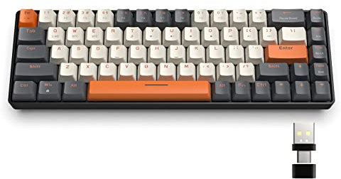 YINDIAO K68 60% Kabellose Mechanische Gaming Tastatur,Bluetooth 5.0/2,4 GHz,Kompakte 68 Tasten Mini Tastatur mit Dual Modus Empfänger,Hot Swap fähig,Stromsparend,Roter Schalter,für PC,Mac (Twilight)