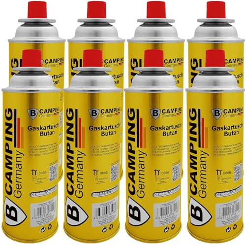 Deuba 8X Gaskartuschen 227g Butangas Kartusche MSF-1A Bajonettanschluss | Butangas für Campingkocher, Grill, Unkrautbrenner, Kartuschen, Flexiblen Einsatz