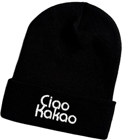 Schnoschi Mütze/Strickmütze mit Ciao Kakao Spruch Bestickt für Damen, Herren, Jugendliche und Kinder, Beanie Wollmütze Hip Hop Wintermütze Rollmütze Streetwear Unisex OneSize