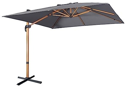 sweeek-Parasol Cuadrado excéntrico, 3x3m Gris - 298x298x260 cm