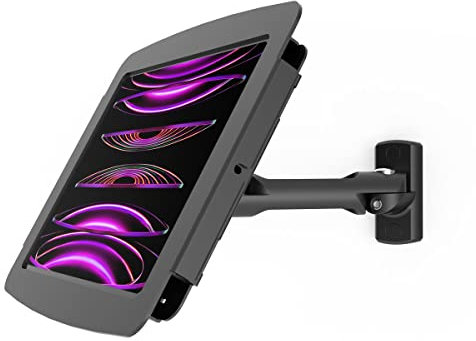 Compulocks iPad Pro 12.9 (3-6th Gen) Space Enclosure Swing Wall Mount Black iPad Wall Holder Versatile Display, Ideal for Office, Retail, and Commercial Use