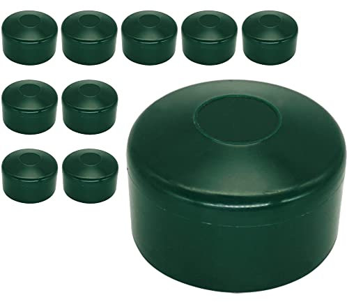 SKIR'CO (10 unidades) tapas de postes de valla, tapas redondas de plástico verde de 60 mm para postes de valla redondos, cubiertas de postes de valla, verde musgo RAL 6005
