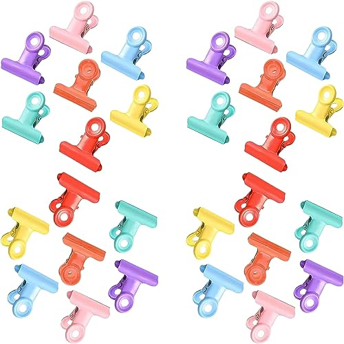 28 Pezzi Clip Colorate, Pinzette Metalliche Clips, Clip Fermacarte Metallo, Clip da Ufficio, Clip Bulldog, Binder Clip, Dopamina Colore, per Fissare Carta, Foto o Decorazioni