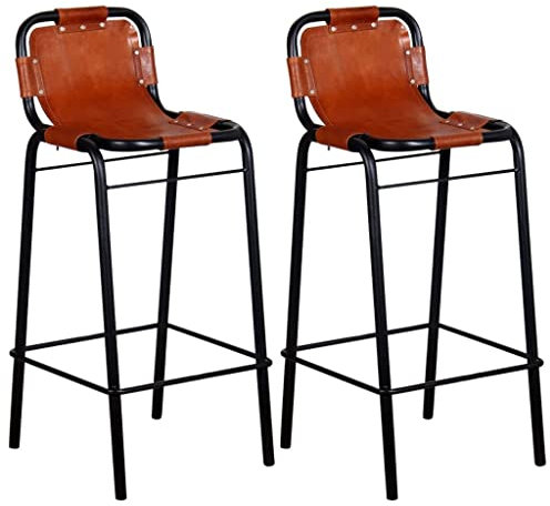 Camerina Barhocker 2 STK. Echtleder BarstüHle KüChe Bar Hocker Hoch Tresenhocker Ergonomischer