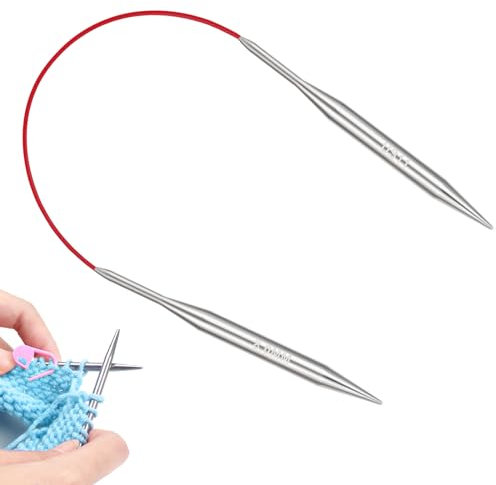 Aeeque 1 Stück Rundstricknadeln 40 cm, 8,0 mm Rundstricknadel, Kurz Stricknadeln Rundstricknadel für Mützen,Socken, Ärmel, Metall Rundnadeln zum Stricken, Ergonomisch Rund Stricknadel für Anfänger