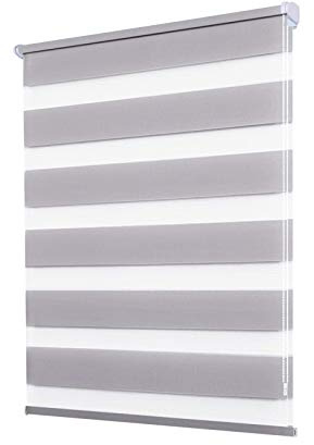Doppelrollo Klemmfix ohne Bohren - 85 x 100 cm,Grau lichtdurchlässig & Blickdicht - Duo Klemmrollos für Fenster ohne Bohren - Stoffbreite 81 cm