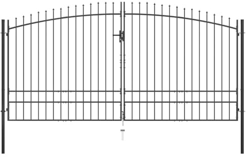 ARKEM Garden Gates High galvanised wrought iron metal swing gate,Double Door Fence Gate with Spear T O P 400x248 cm