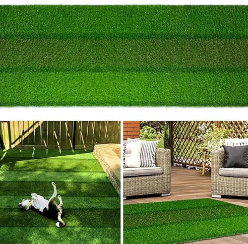 Petgrow Erba artificiale 1,5 m x 3 m, erba sintetica ad alta densità da 2 cm, tappeto per interni ed esterni, con foro di scarico, per cani, giardino, cortile, patio, balcone, ingresso, paesaggio