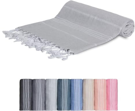 MEBY Toalla de Sauna XXL (100x200 cm). Toalla de Playa, Toalla de baño, Toalla de hammam Turco, Toalla de Mano. 100% algodón (Gris)