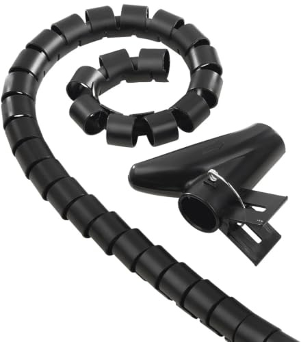 Kabelschlauch, flexibel, 2,5m (20mm, universal, Spiralschlauch, ideal als Kabel Organizer, für Kabel an Schreibtisch, Fernseher, Computer etc., kürzbar, mit Einziehwerkzeug) schwarz