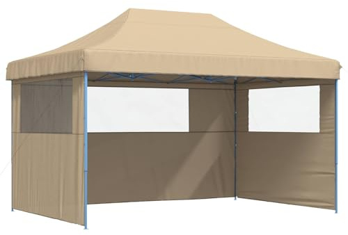 vidaXL Partyzelt Faltbar Pop-Up mit 3 Seitenteilen Beige