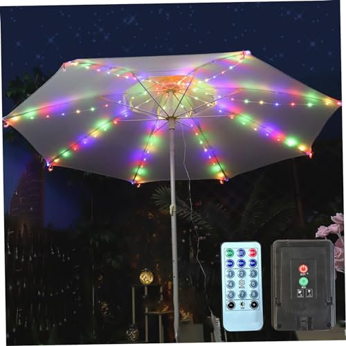 Yeory Solar Umbrella Lights, 104 Leds 8 Lighting Modes Waterproof Patio Umbrella Lights with Remote Control, Umbrella Lights with Clip for Garden, Colorful Light, Patio Umbrella Lights