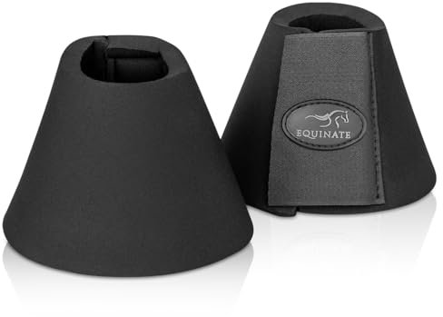 Equinate Hufglocken Denver S Schwarz - Robuste und stoßdämpfende Neopren Springglocken - Hufschutz für Training und Turniere - 2er Set