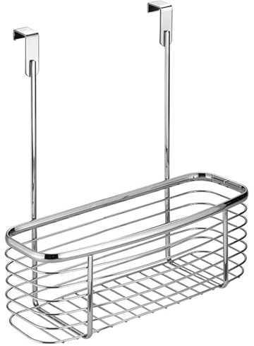 HOMION 1 Tier Long Wire Over Cabinet Hanging Bathroom Organiser Unit Cabinet Door Storate Rack Caddy With Extra Deep Baskets For Shower Room Caravan Campervan Kitchen (Over Cabinet Long Wire)