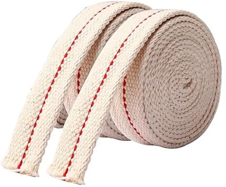 2 mechas de linterna de aceite, ancho de 1 cm, mecha de algodón plana de 1 m de longitud, mecha de lámpara de aceite, mecha de lámpara de alcohol de algodón para quemadores de aceite o quemadores de