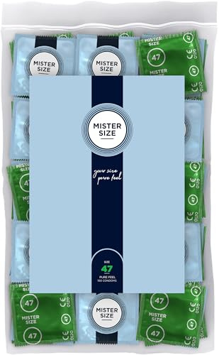 MISTER SIZE Kondome gefühlsecht hauchzart 47mm im 100er Pack/extra dünn, extra fein, extra feucht/aus 100% Naturkautschuk-Latex in deiner Größe XS/natural feeling 100er Beutel