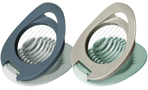 2 Pack Egg Slicer with Stainless Steel Wire Egg Slicer, Multifunctional Egg Cutter for Evenly Slicing Boiled Eggs Ham Banana and Strawberry